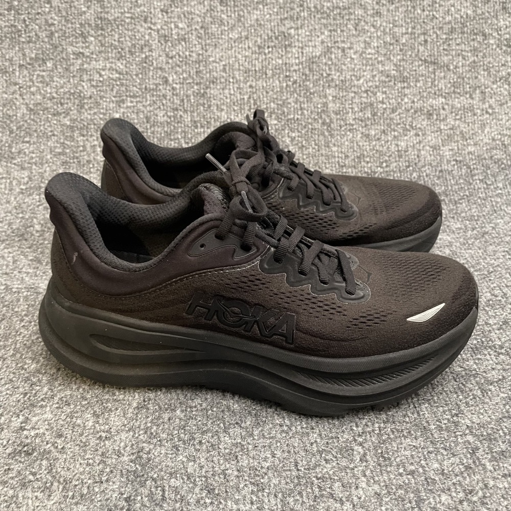 HOKA Bondi 9 Running Shoes Womens Sz 10B Triple Black 162012 BBLC